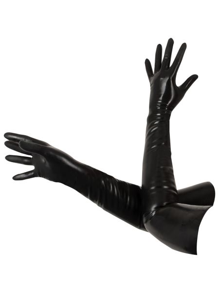 Rękawiczki lateksowe długie czarne unisex BDSM sex - 9
