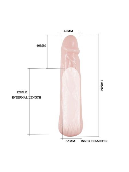 Realistyczna nakładka na penisa naturalna plus 6cm - 4
