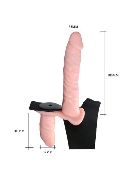 Podwójna proteza penisa strap-on z wibracjami 18cm - 5
