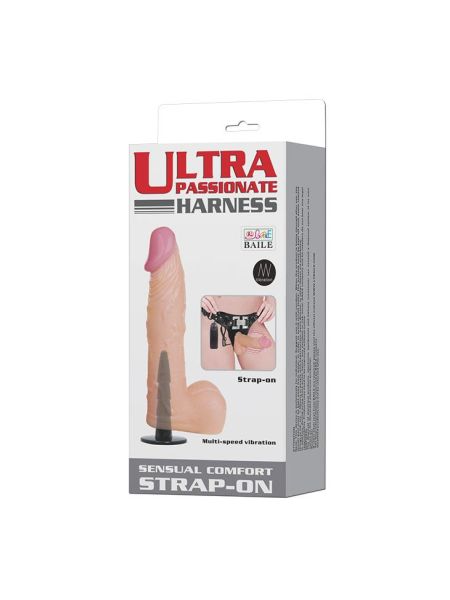 Realistyczny penis na paskach strapon wibrator 16cm - 7