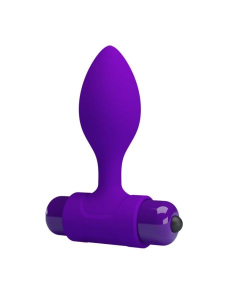 Wibrujący korek analny mała sex zatyczka do pupy 8cm fioletowy