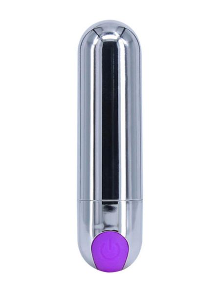Mini masażer łechtaczki mały wibrator 10trybów 7cm srebrno fioletowy - 2