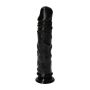 Gumowy czarny penis z żyłami i z przyssawką 18 cm - 3