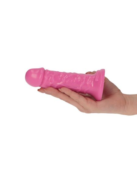 Różowy realistyczny  penis z żyłami przyssawką 12,5 cm - 5