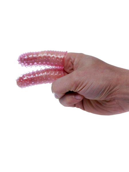 Nakładki na palece z wypustkami stumujlujące łechtaczkę różowe - 4