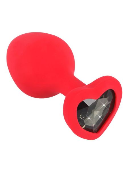 Ozdobny korek analny silikonowy plug z sercem 7cm - 3