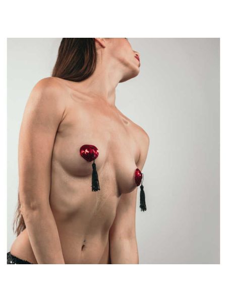 Nakładki na piersi z cekinami ozdobne nasutniki czerwone - 4