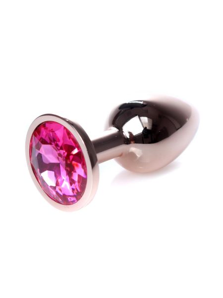 Korek analny ozdobny z kryształkiem metalowy 7cm różowy - 3