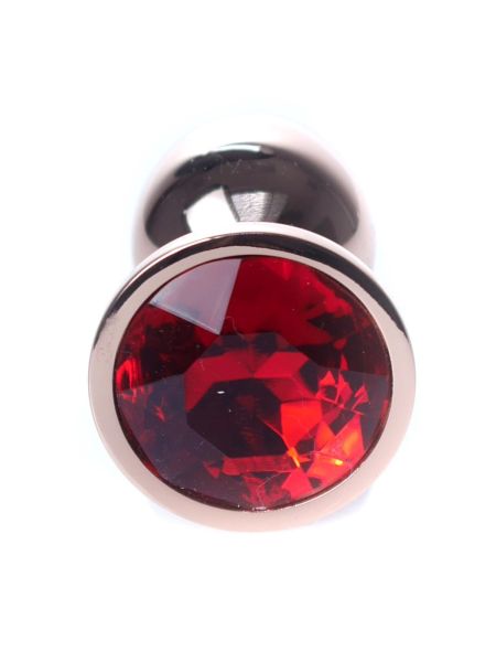 Korek analny ozdobny z kryształkiem metalowy 7cm czerwony - 2