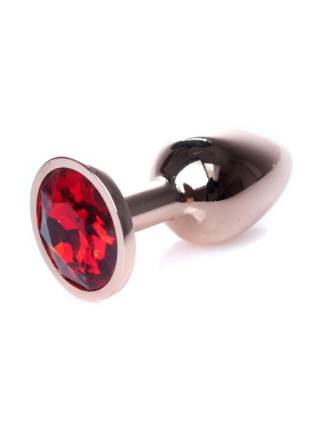Korek analny ozdobny z kryształkiem metalowy 7cm czerwony - 3