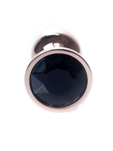 Korek analny ozdobny z kryształkiem metalowy 7cm czarny - 2