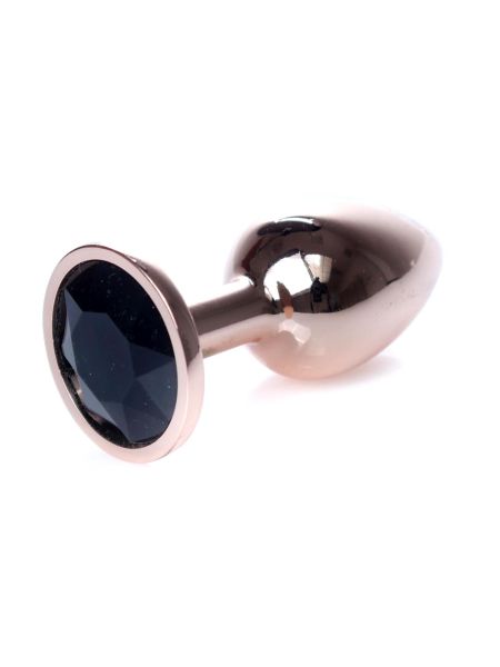 Korek analny ozdobny z kryształkiem metalowy 7cm czarny - 3