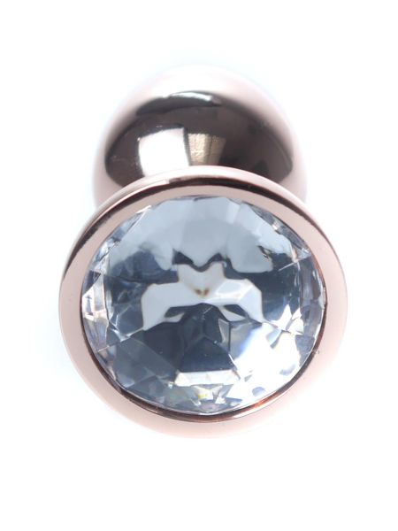 Korek analny ozdobny z kryształkiem metalowy 7cm przezroczysty - 2