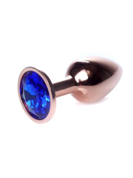 Korek analny ozdobny z kryształkiem metalowy 7cm ciemny niebieski - 3