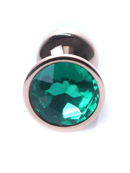 Korek analny ozdobny z kryształkiem metalowy 7cm zielony - 2