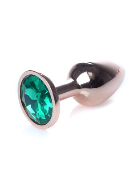 Korek analny ozdobny z kryształkiem metalowy 7cm zielony - 3