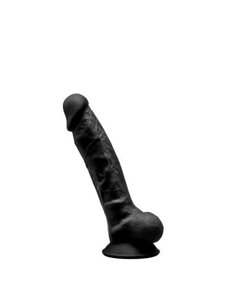 Dildo duże czarne wyżyłowane z przyssawką 17,7 cm