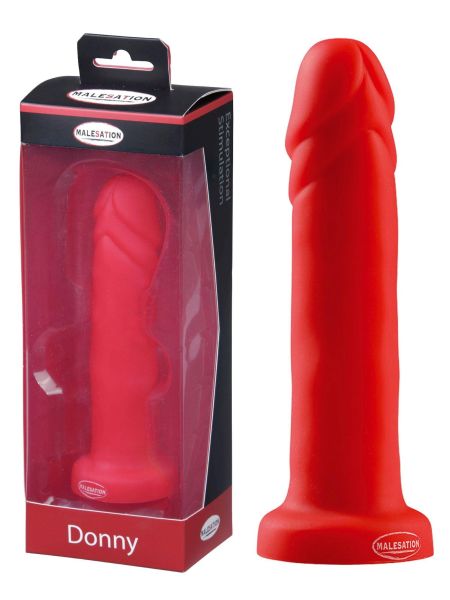 Dildo czerwone realistyczny penis z mocną przyssawką