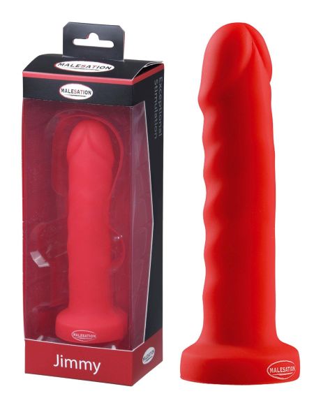 Dildo czerwone kuszące miękkie z przyssawką 16 cm