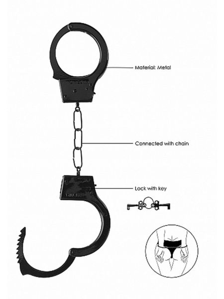 Kajdanki erotyczne metalowe czarne bondage BDSM - 6