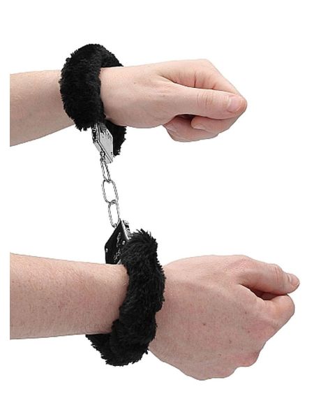 Kajdanki erotyczne z futerkiem czarne BDSM bondage
