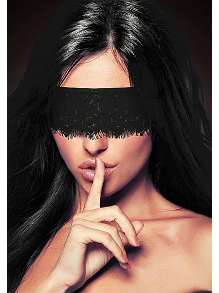 Maska opaska na oczy kobieca koronkowa czarna BDSM - 2