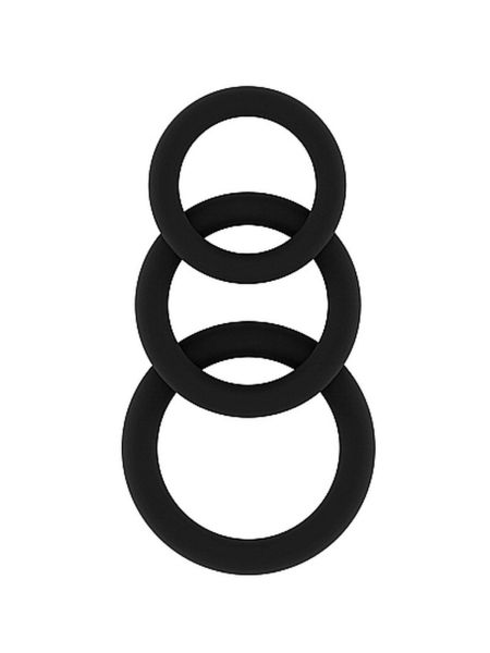 Pierścień erekcyjny na członka penisa zestaw 3 sztuki czarny