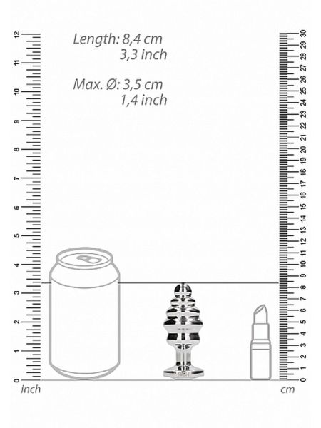 Korek analny metalowy stalowy ozdobny kryształ 8cm - 3