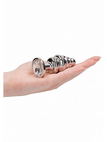 Korek analny metalowy stalowy ozdobny kryształ 8cm - 9