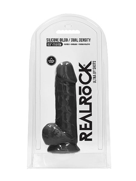 Silicone Dildo With Balls - 21,6 cm - Black - 2