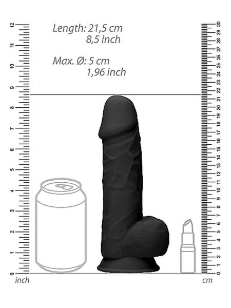 Silicone Dildo With Balls - 21,6 cm - Black - 7