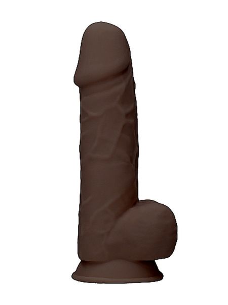 Silicone Dildo With Balls - 21,6 cm - Brown - 3