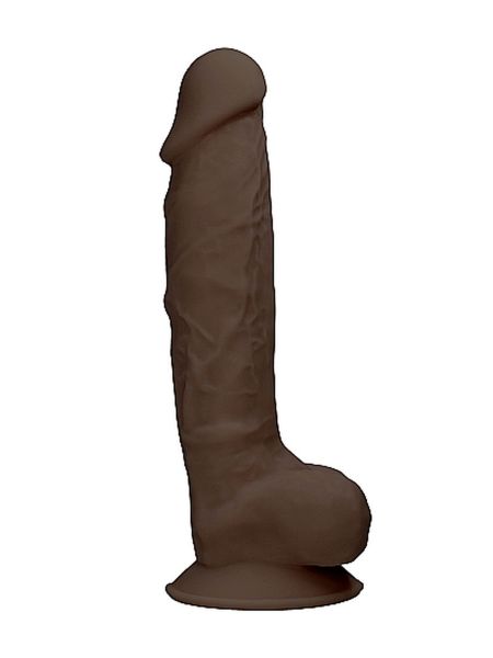 Silicone Dildo With Balls - 22,8 cm - Brown - 3