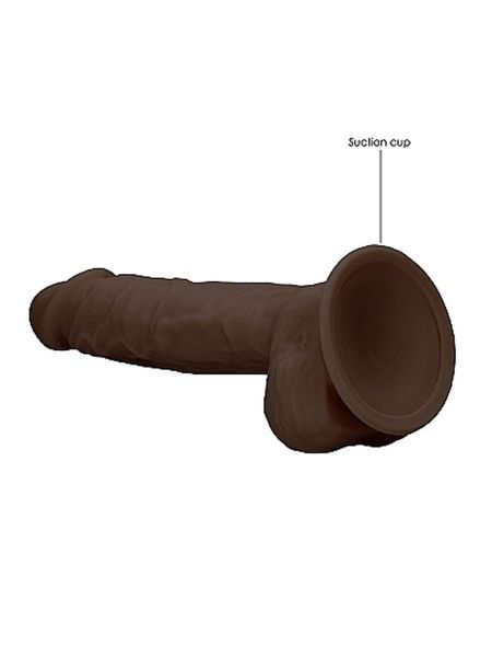 Silicone Dildo With Balls - 22,8 cm - Brown - 6