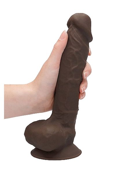 Silicone Dildo With Balls - 22,8 cm - Brown - 9