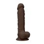 Silicone Dildo With Balls - 22,8 cm - Brown - 2