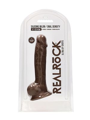 Silicone Dildo With Balls - 22,8 cm - Brown - image 2