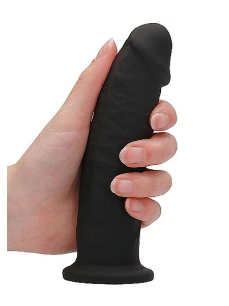 Czarne zagięte silikonowe dildo mocna przyssawka 15 cm - 9