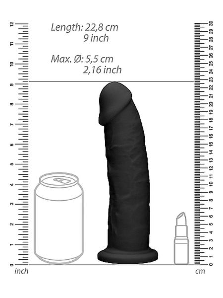 Silicone Dildo Without Balls - 22,8 cm - Black - 8