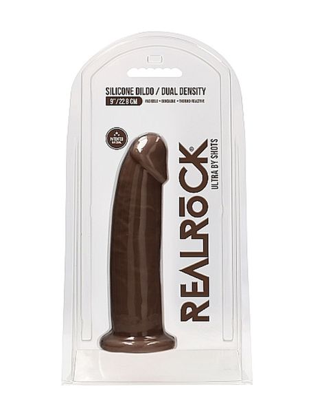 Silicone Dildo Without Balls - 22,8 cm - Brown - 2