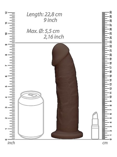 Silicone Dildo Without Balls - 22,8 cm - Brown - 8