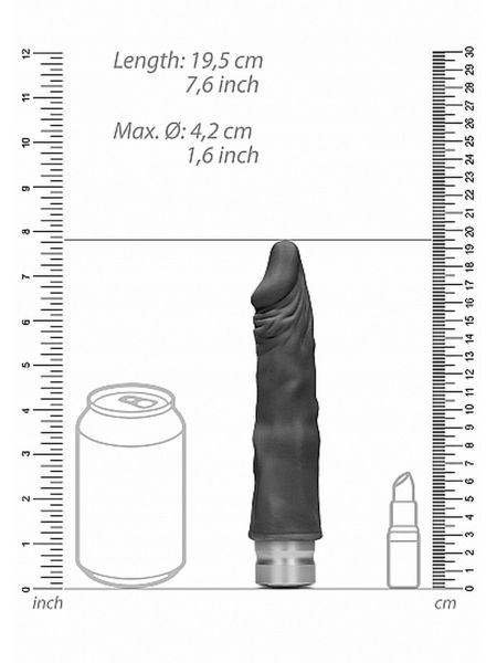 7" / 17 cm Realistic Vibrating Dildo - Black - 5