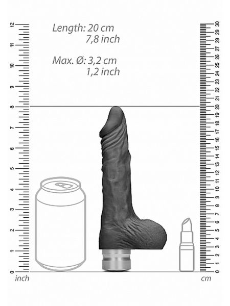 7" / 17 cm Realistic Vibrating Dildo With Balls - Black - 5