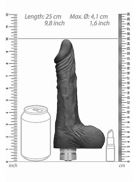 9" / 23 cm Realistic Vibrating Dildo With Balls - Black - 5