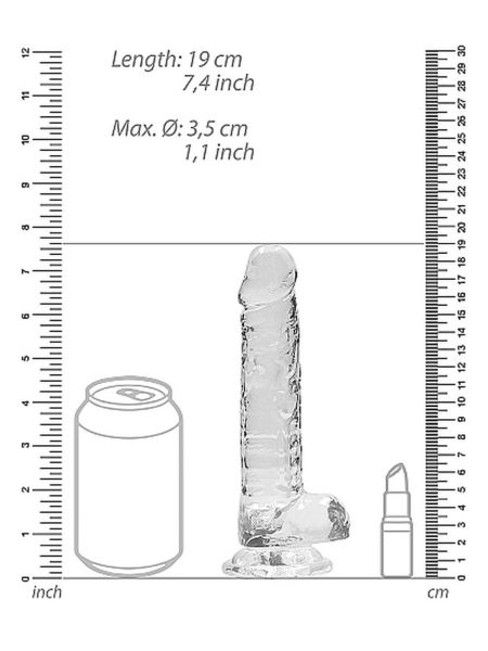 Dildo przezroczyste gumowe z prostym trzonem 19cm - 3