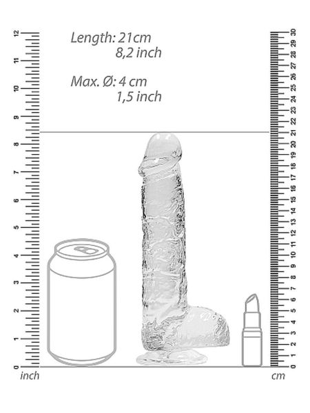 Gumowe przezroczyste dildo z prostym trzonem 21 cm - 3
