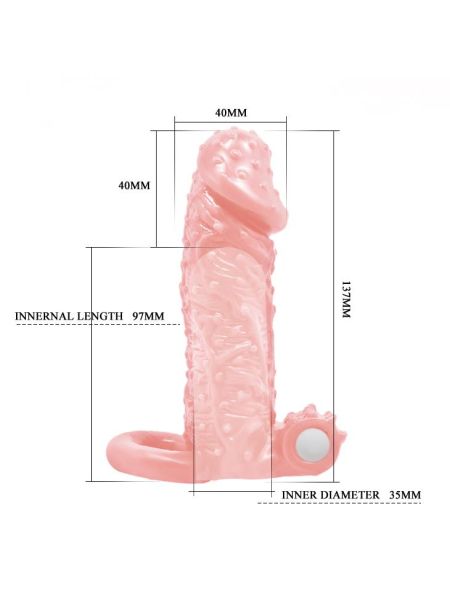 Przedłużka penisa członka wibracje wypustki + 4cm - 5