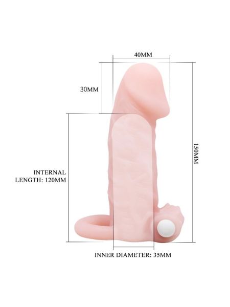 Nakładka na penisa przedłużająca pobrubia wibruje - 5