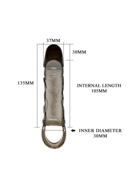 Nakładka na penisa przedłużająca pogrubiająca 15cm transparentny - 6