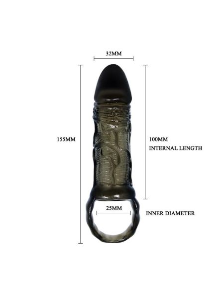 Nakładka na penisa przedłużająca pogrubiająca 15cm czarny - 7